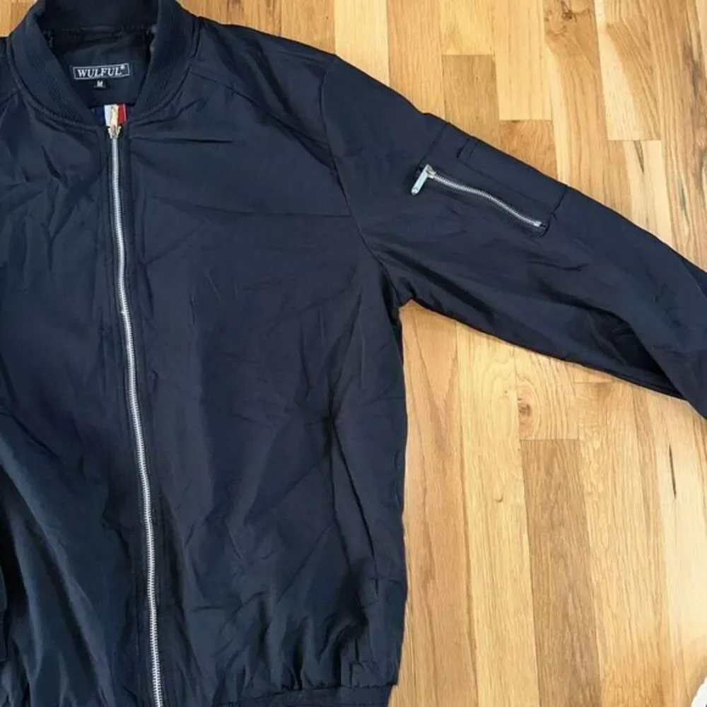 WULFUL Mens Casual Lightweight Jacket Softshell Flight‎ Bomber Medium, Black